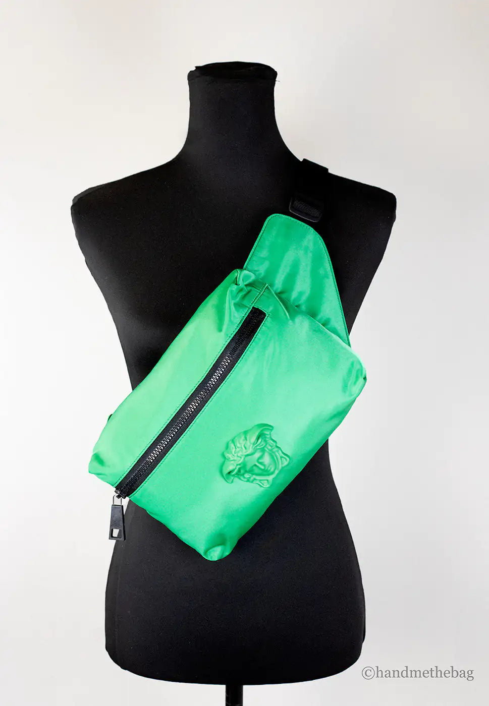 Versace Small Bright Green Nylon Matte Medusa Belt Bag