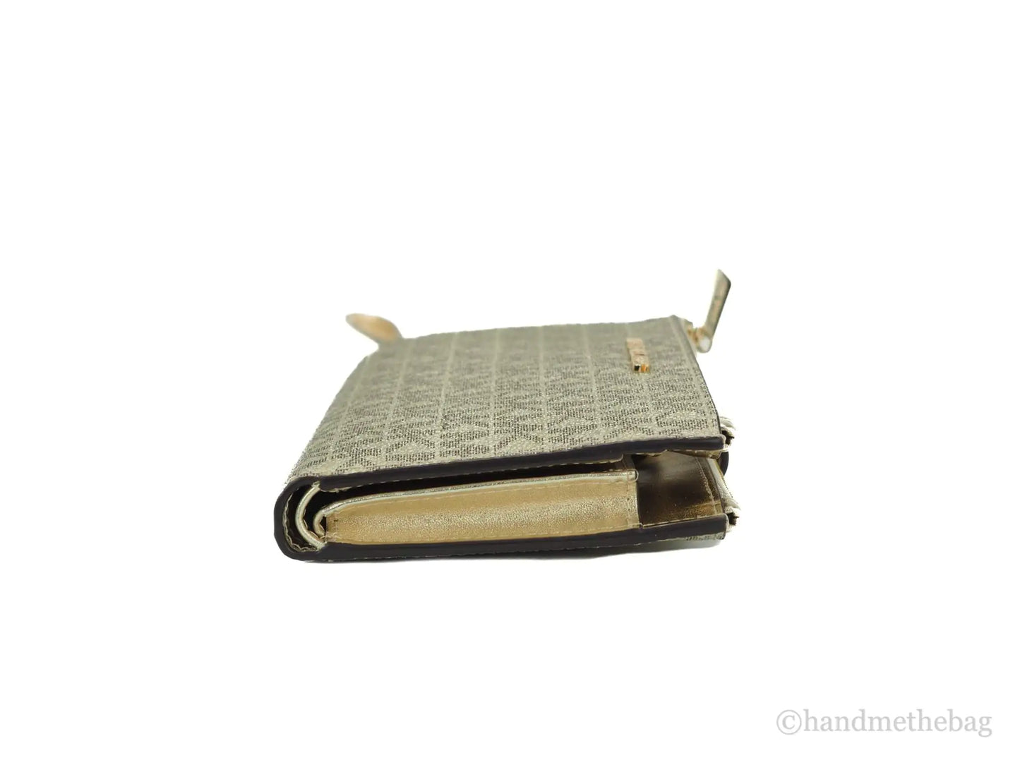 Michael Kors Jet Set Travel Pale Gold PVC Leather Large Double Zip Wrist Wallet