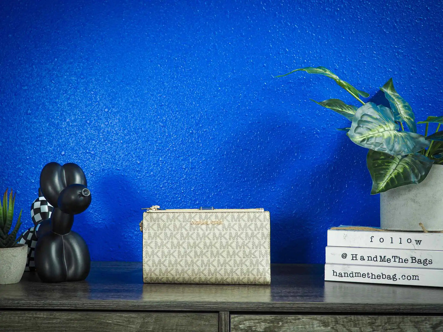 Michael Kors Jet Set Travel Pale Gold PVC Leather Large Double Zip Wrist Wallet