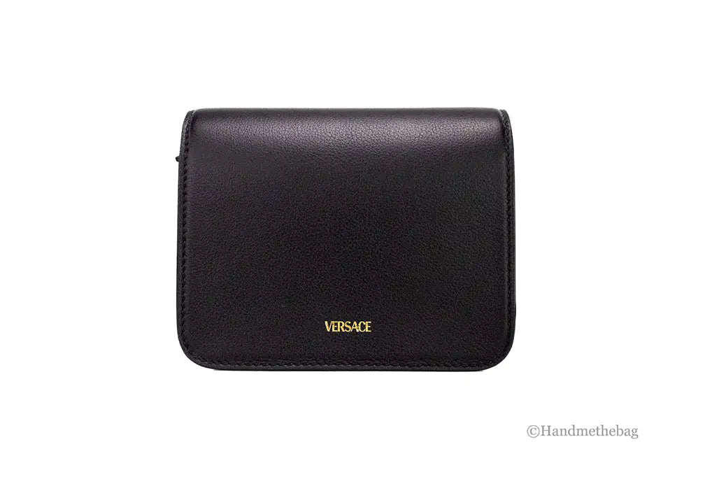 Versace La Medusa Small Black Leather Evening Crossbody Bag