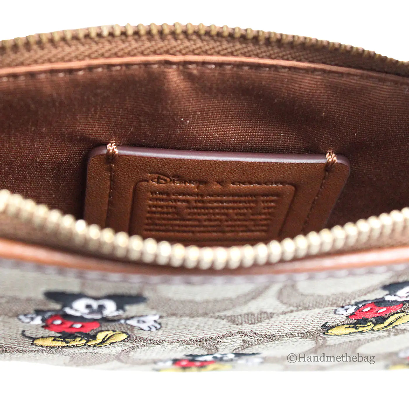 Coach X Disney Mickey Print Corner Zip Wristlet Wallet