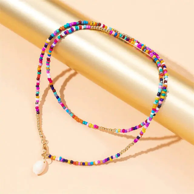 FNIO Y2K Style Colorful Beaded Pearl Short Choker Necklace