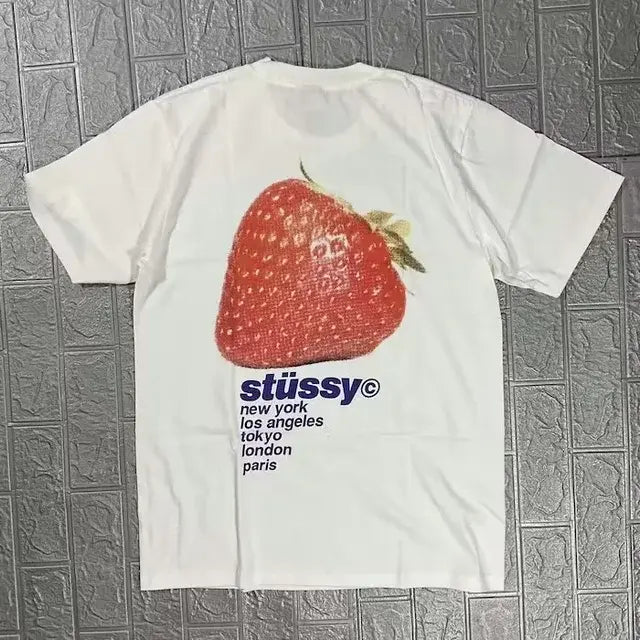 Y2K Harajuku Hip Hop Strawberry Print T-Shirt Streetwear Oversized Tee