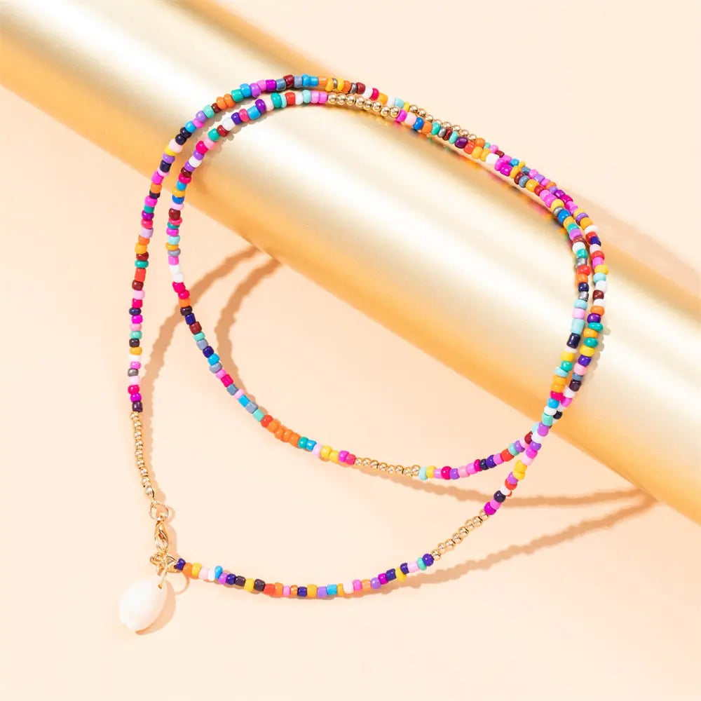 FNIO Y2K Style Colorful Beaded Pearl Short Choker Necklace