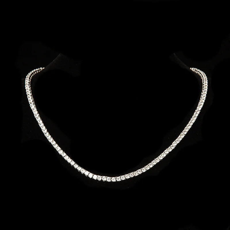 White Gold Plated Round Cut Diamond Tennis Chain