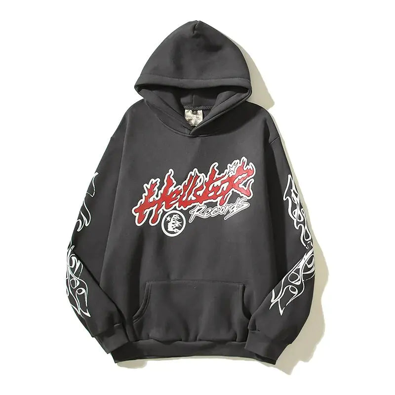 Y2K Streetwear Letter Stars Graffiti Fleece Hoodie