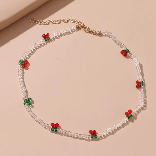 FNIO Y2K Style Colorful Beaded Pearl Short Choker Necklace