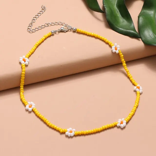 FNIO Y2K Style Colorful Beaded Pearl Short Choker Necklace