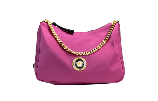 Versace Small Dahlia Nylon Medusa Pendant Crossbody Shoulder Bag