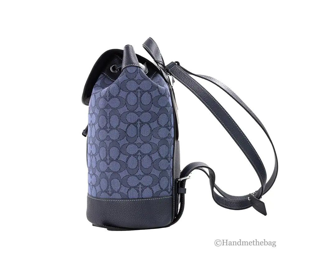 Coach Dempsey Navy Canvas Logo Patch Backpack Bag