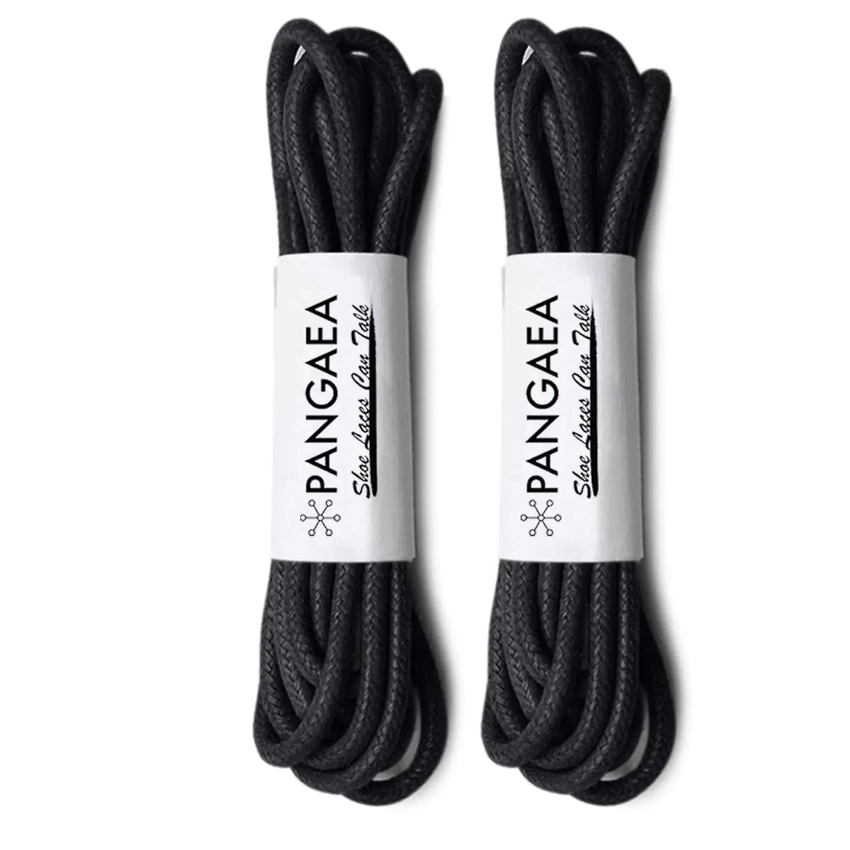 PANGAEA [4 Laces] 2-Pair Pack Waxed Round Oxford Shoe Laces for Dress Shoes Chukka 3/32Inch Thin 26in (66cm) #01 Black