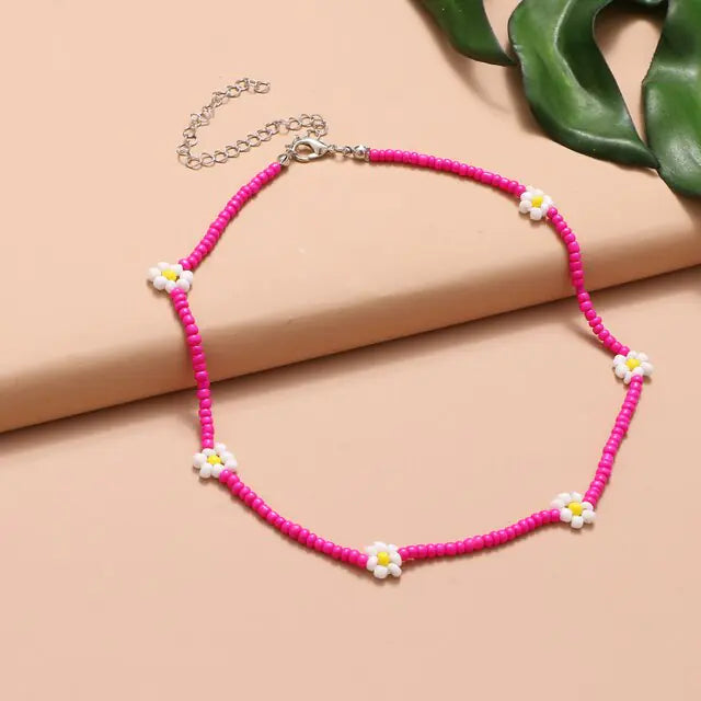 FNIO Y2K Style Colorful Beaded Pearl Short Choker Necklace