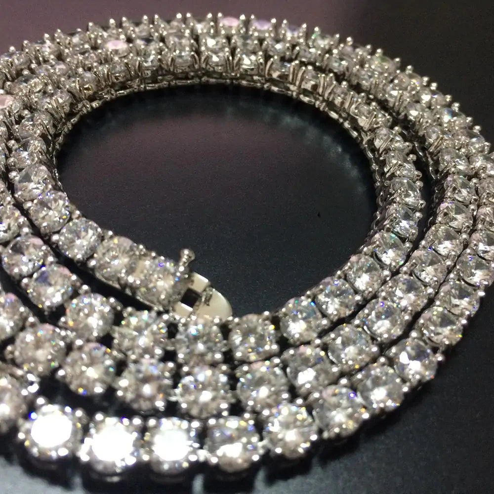 White Gold Plated Round Cut Diamond Tennis Chain