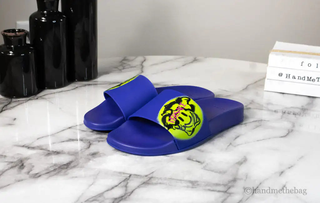 Versace Gomma St. Medusa Smile Lapis Lazuli Lime Pool Slides