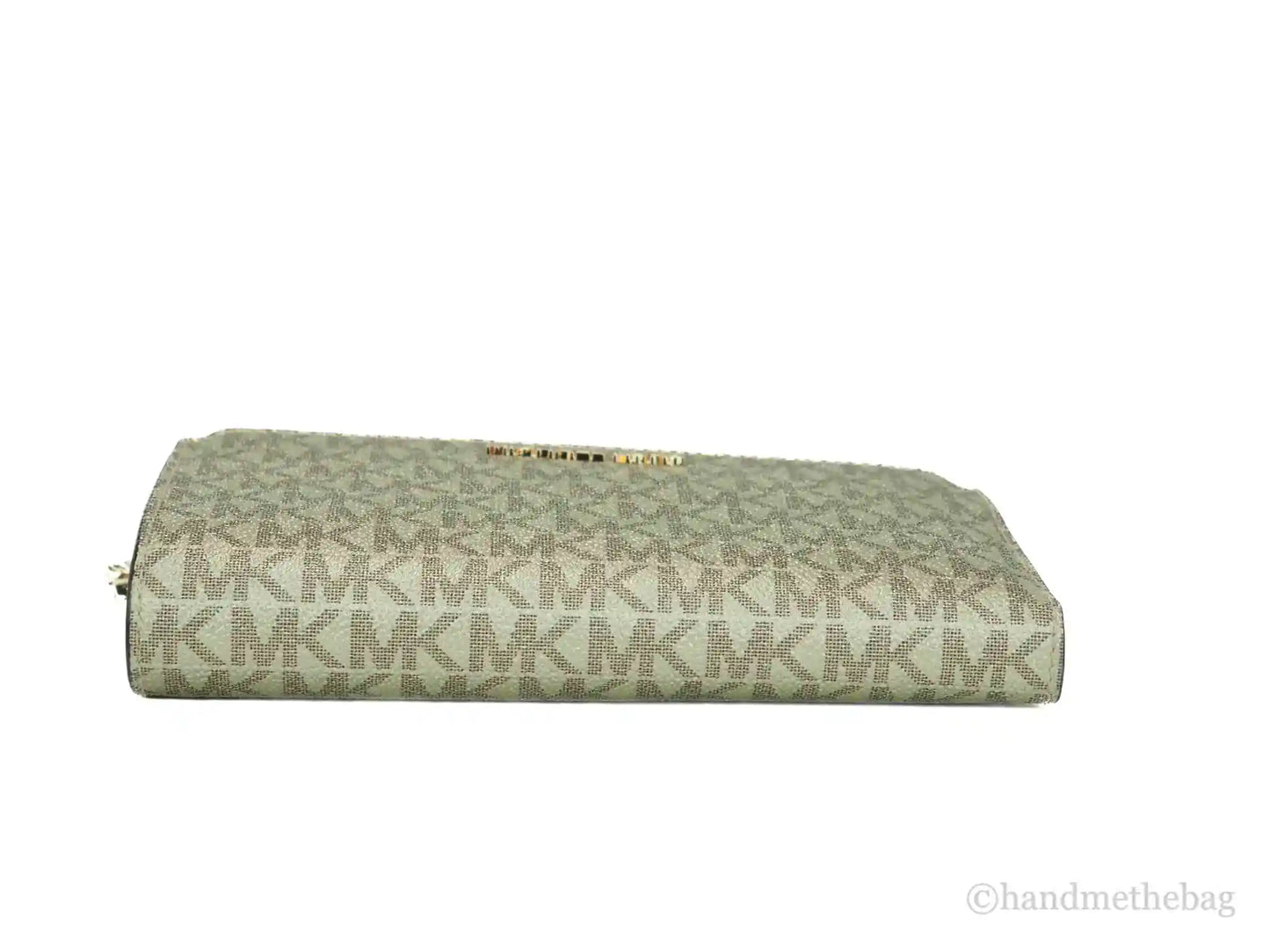 Michael Kors Jet Set Travel Pale Gold PVC Leather Large Double Zip Wrist Wallet
