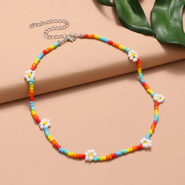 FNIO Y2K Style Colorful Beaded Pearl Short Choker Necklace